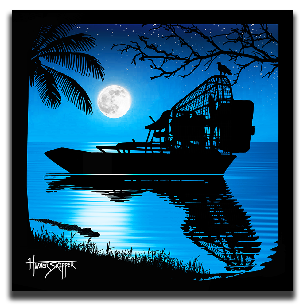 The Florida Airboat Moonlight Canvas