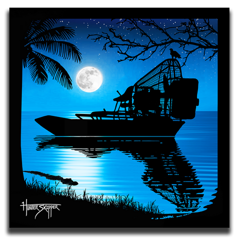 The Florida Airboat Moonlight Canvas